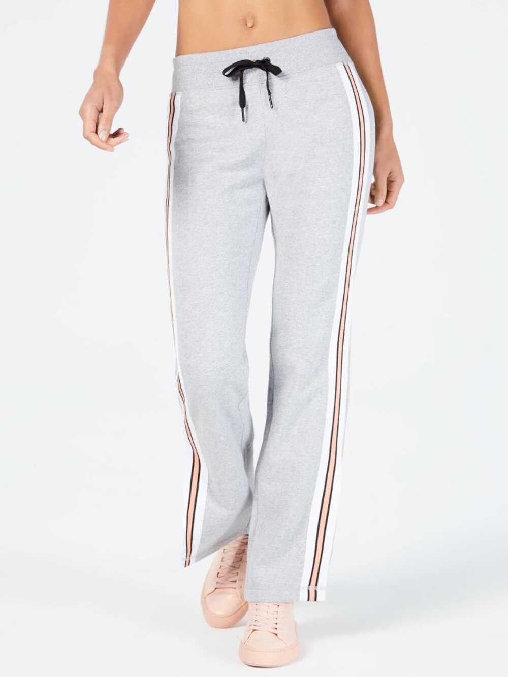 Calvin Klein Womens Activewear Performance Striped Slit Leg Pants